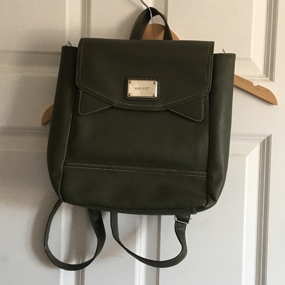 olive green leather backpack